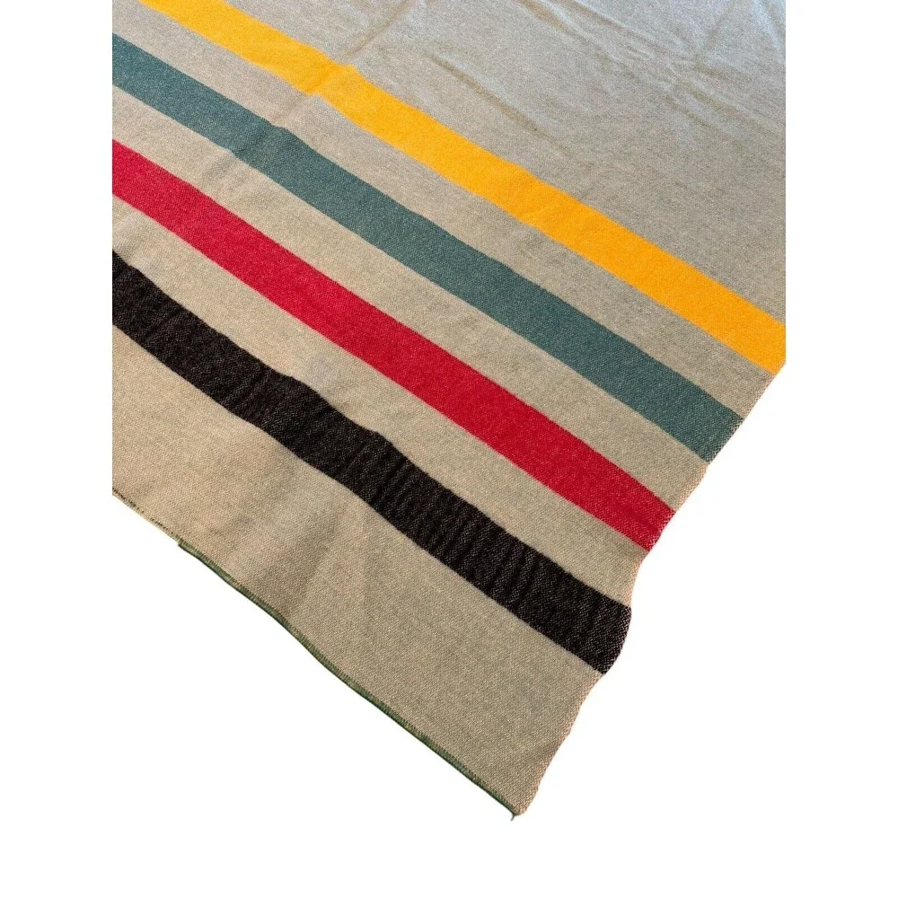Vintage 4 Point Wool Blanket Reseda Green 83x102 HTF Color See Pictures